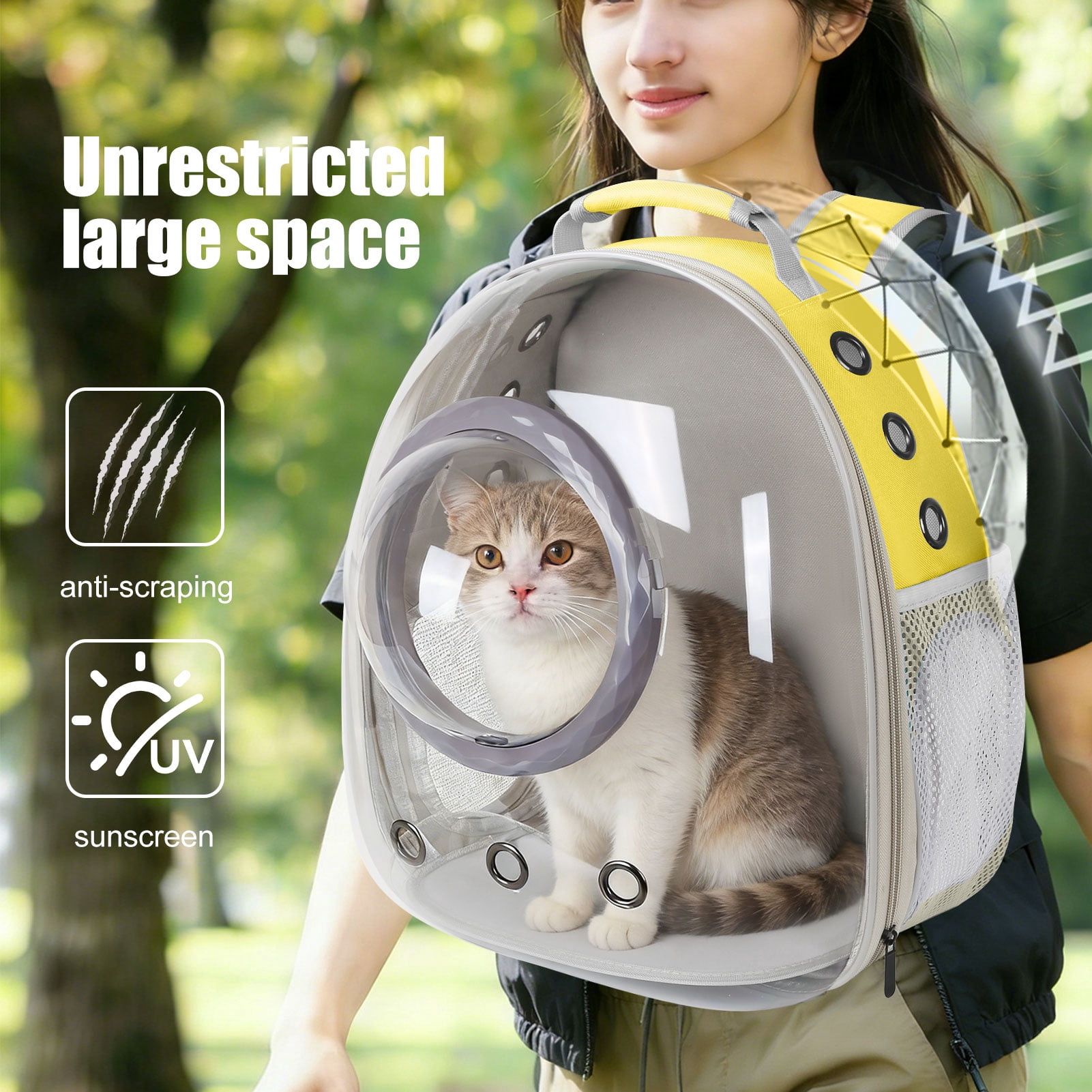 Space Capsule Bubble Dome Pet Carrier Backpack with Extra Soft Pillow, 12 lb Limit, Pink
