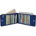 thumbnail image 3 of Cartera para mujer Tarjetero con bloqueo Rfid Organizador de tarjetas con cremallera Cuero genuino Azul suave oso de fresa, 3 of 5