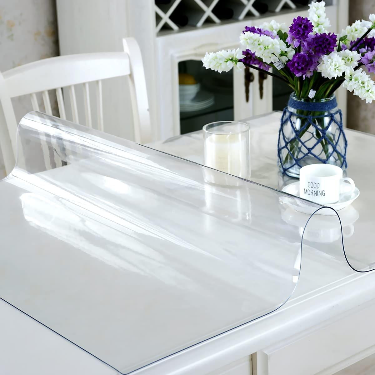 Clear Table Protector, 2mm Thick 44 x 22 Inch, Plastic Table Cover