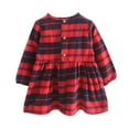 thumbnail image 2 of URMAGIC Toddler & Baby Girls Cotton Plaid Crewneck Long Sleeve Casual Dress, 2 of 9