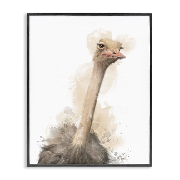 Stupell Industries Modern Ostrich & Modern Splatter Black Framed Giclee Art, 11 x 14, by Matthew Piotrowicz