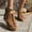 Brown, variant on AXXD Brown Wedge Sandals for Women Summer Round Toe Ladies Beach Shoes Boho Casual Thick Sole Sandals
