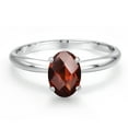 thumbnail image 3 of Gem Stone King 14K White Gold Red Garnet Solitaire Engagement Ring for Women | 1.00 Cttw | Oval Checkerboard 7X5MM | Gemstone January Birthstone | Size 6, 3 of 6