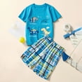 thumbnail image 2 of TOWED22 Infant Toddler Baby Boy Summer Outfits 2pcs Round Neck Short Sleeve Shirt Tee Dinosaur Graphic Pocket Shorts Clothes(Blue,6-7 Y), 2 of 7