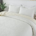 thumbnail image 3 of JML 2 Piece Velvet Quilt Set With 1 Sham, Soft Quilted Bedspread Coverlet, Twin, White, 3 of 5