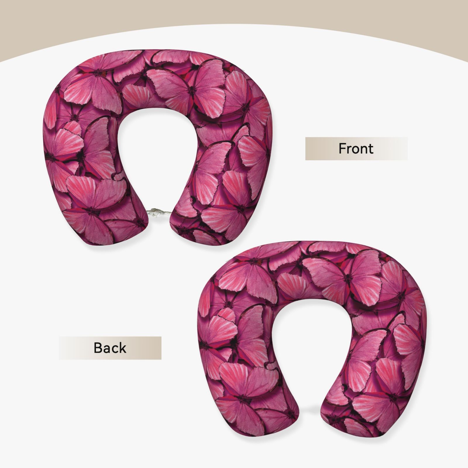 Xecao Butterfly Print Memory Foam Cervical Neck Pillow Versatile U-Shaped Pillows for Home,Office,Camping,Travelling,Soft Washable Cover