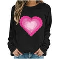 thumbnail image 4 of ICHUANYI Chandail à Col Rond pour Femmes de la Saint-Valentin avec Graphique de Cœur Imprimé, Col Rond, Décontracté, Ample, Chandail à Capuchon, Blouse à Manches Longues, Hauts, 4 of 5