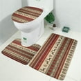 thumbnail image 2 of Red and Brown Christmas Pattern Bathroom Rugs Sets 3 Piece,Toilet Cover Set,Absorbent Non Slip Bathroom Mats Sets with U-Shaped Contour Rug Toilet Rug Set, 2 of 5