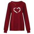 thumbnail image 3 of Qepwsc Womens Oversized T Shirts Button Long Sleeve Crewneck Basic Tee Tops Heart Print Casual Fashion Graphic Clothes Ladies Pullover Shirts Tops Loose Fits, 3 of 5