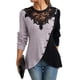 thumbnail image 3 of Women's Color Block Ribbed Tunic Sweaters with Lace Neckline Long Sleeve Tops Early Fall Fashion Knit Tops Purple XXXXXL, 3 of 4