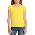 thumbnail image 5 of PWPSG Girls Back to School Shirts Kids Crewneck Tees Lightweight Summer Casual Shirts Solid Short Sleeve Tops for School & Daily Wear Yellow 9-10 Years, 5 of 8