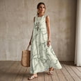 thumbnail image 3 of Xixirimido Green Leaf Line Print Women Maxi Dresses Casual Summer Dresses Tank Long Flowy Sleeveless Sundresses with Pockets Beach Vacation Outfits, X-Large, 3 of 7