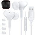 thumbnail image 2 of HSAPOW-USB Headphones with Microphone for Laptop, 7.5ft Magnetic Wired Earbuds Noise Isolation in-Ear Earphones with Mute Volume Control Stereo Bass for PC Desktop Dell HP Acer Laptop Meetings/Music,, 2 of 4