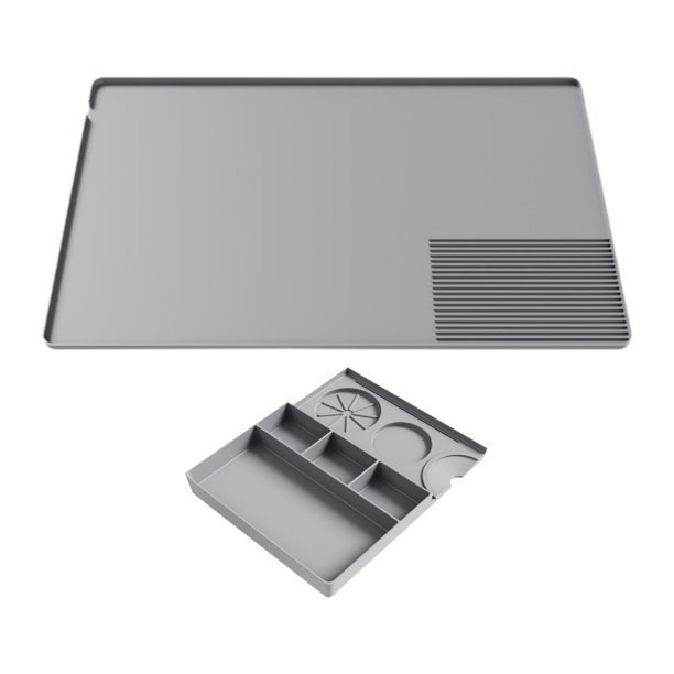 Tapete de silicona para apisonar café, caja de herramientas extraíble, multifuncional, 60 x 40 Gris