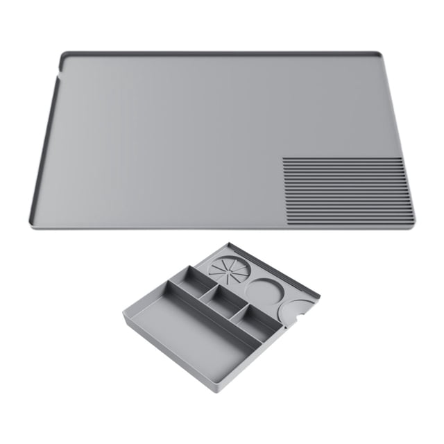 Luzkey Silicone Coffee Mat Non Slip 60x40 cm with Raised Edges Espresso Machine Mat Gray