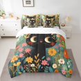 thumbnail image 2 of Homewish Kawaii Cat Kitten 7-Piece Twin Bedding Sets,Cute Daisy Floral Bedding Comforter Set,Green Black Orange Sheet Sets For Girls Kids,Microfiber Bedroom Decor Reversible, 2 of 8