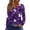 Dark Purple, variant on Womens Halloween Tops Long Sleeve Pumpkin Print V-neck Loose Casual Tee Tops