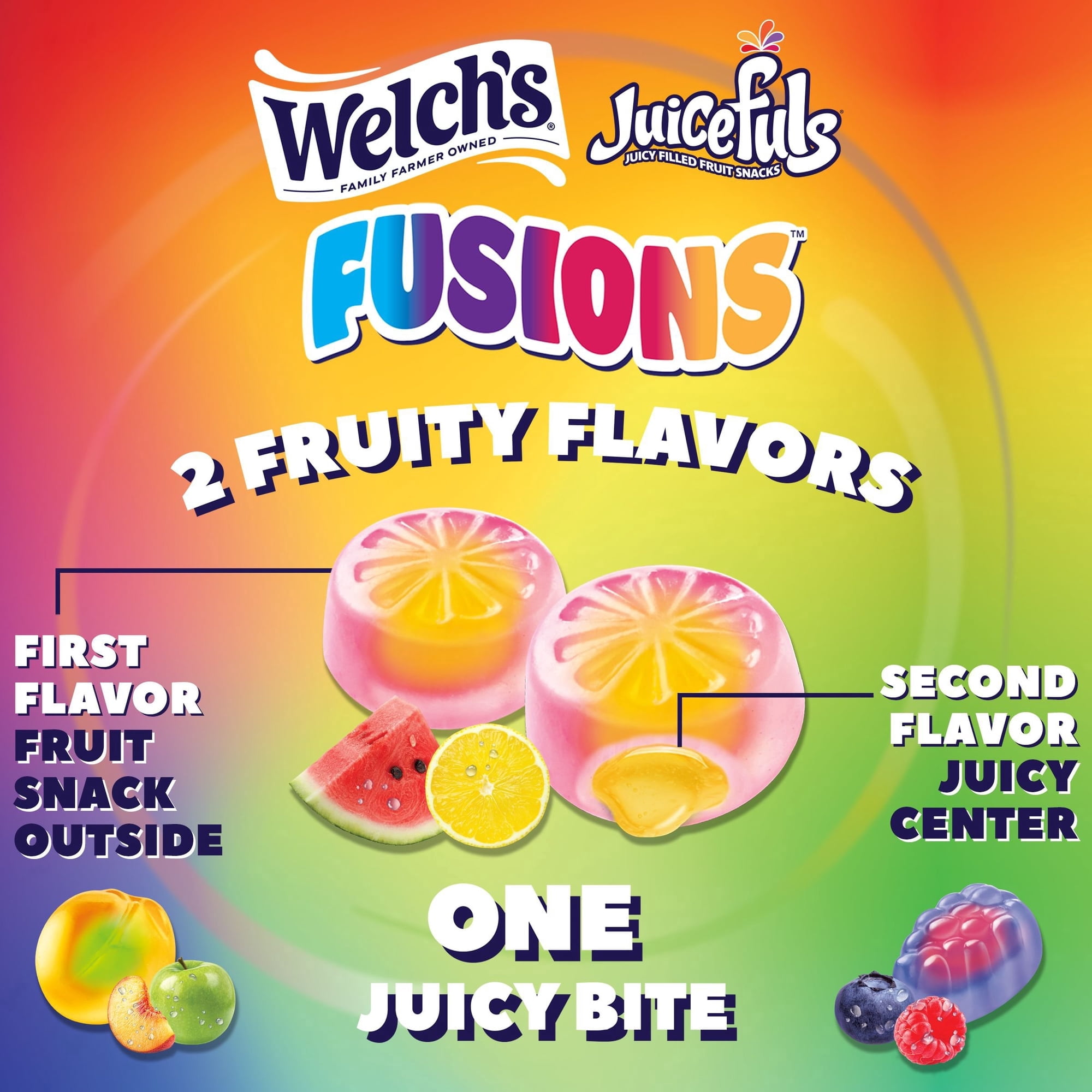 Welch’s Juicefuls Fusions Fruit Snacks, 0.8 oz 42 pk Pack of 2 with Serving Bowl by OMA