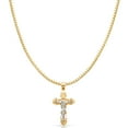 thumbnail image 1 of 14K Two Tone Gold Jesus Crucifix Cross Religious Charm Pendant with 1mm Box Chain Necklace - 24", 1 of 4