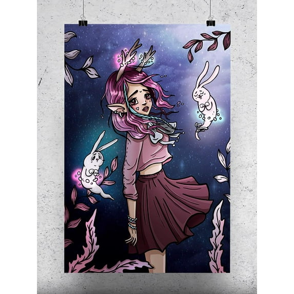 A Deer Girl With Spirits Poster - Image by Shutterstock,