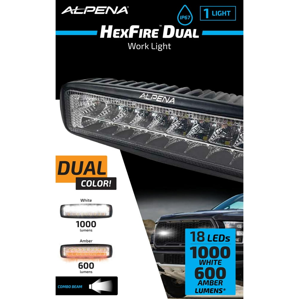 Alpena Hexfire LED Pod Light, 12V 24V, White and Amber