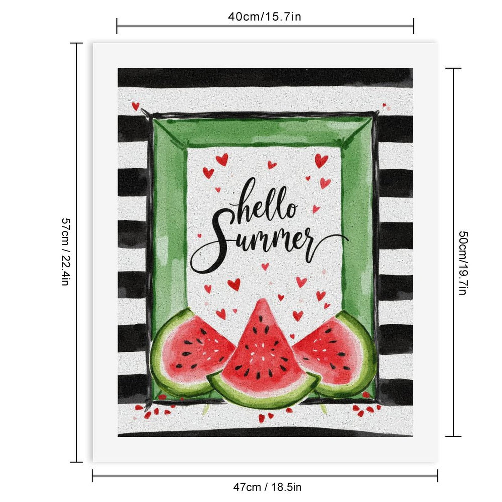 Paint By Numbers Kit for Adults Beginner - DIY Watermelon Summer Art Stripes Hearts Canvas Painting Kits for Adults, Frameless Paint By Number for Adults for Home Wall Decor 16x20 Inch