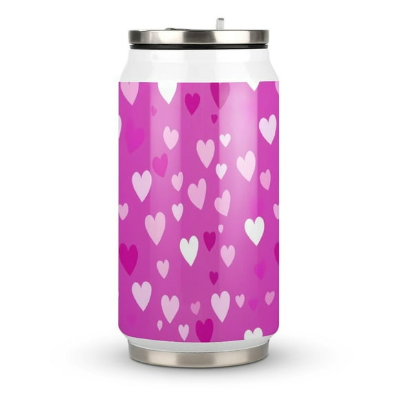 Valentine's Day Red Pink Love Heart Coffee Tavel Tumblers with Lid and Straw Stainless Steel Vacuum Insulated Mug Wine Glasses Tea Cup for Hot and Cold 300ml