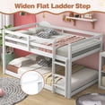 thumbnail image 6 of UHOMEPRO Twin Over Twin Bunk Bed for Kids, Solid Wood Low Floor Bunk Bed with Safety Rail and Ladder, Heavy Duty Kids Bunk Bed, Space-Saving Bed Frame for Bedroom, White, 6 of 13