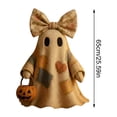 thumbnail image 2 of Lighted Vintage Patchwork Ghost, 26 Inch Light Up Ghost with Pumpkin Lantern Halloween Decor, Glowing Light Up Ornaments Halloween Lamp, Rustic Fall Figurine for Mantel Shelf Entryway Porch, 2 of 6