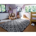 thumbnail image 4 of Lochas Luxury Velvet Shag Area Rug Plush Fluffy Rugs for Bedroom Living Room, Geometric Moroccan Rugs,4'x6',Dark Gray, 4 of 7