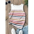 thumbnail image 6 of Women's Red Stripe Rainbow Sleeveless Round Neck Tank Top - Casual Summer Style | [ZhiHiMeRi] | (US 12-14)L, 6 of 12