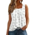 thumbnail image 1 of camiseta con estampado de chaleco sin mangas con cuello cuadrado plisado para mujer blanco / 3xl, 1 of 4