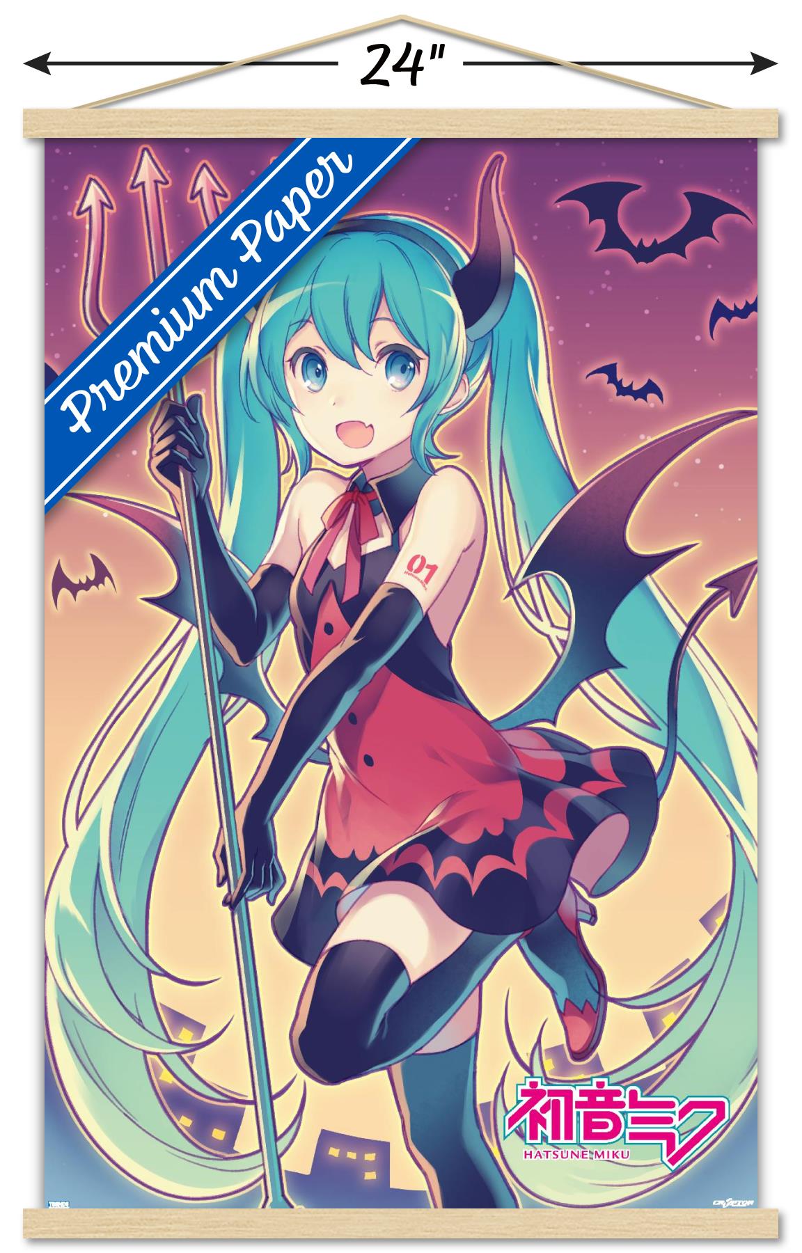 Hatsune Miku - Bats Wall Poster with Magnetic Frame, 22.375" x 34"