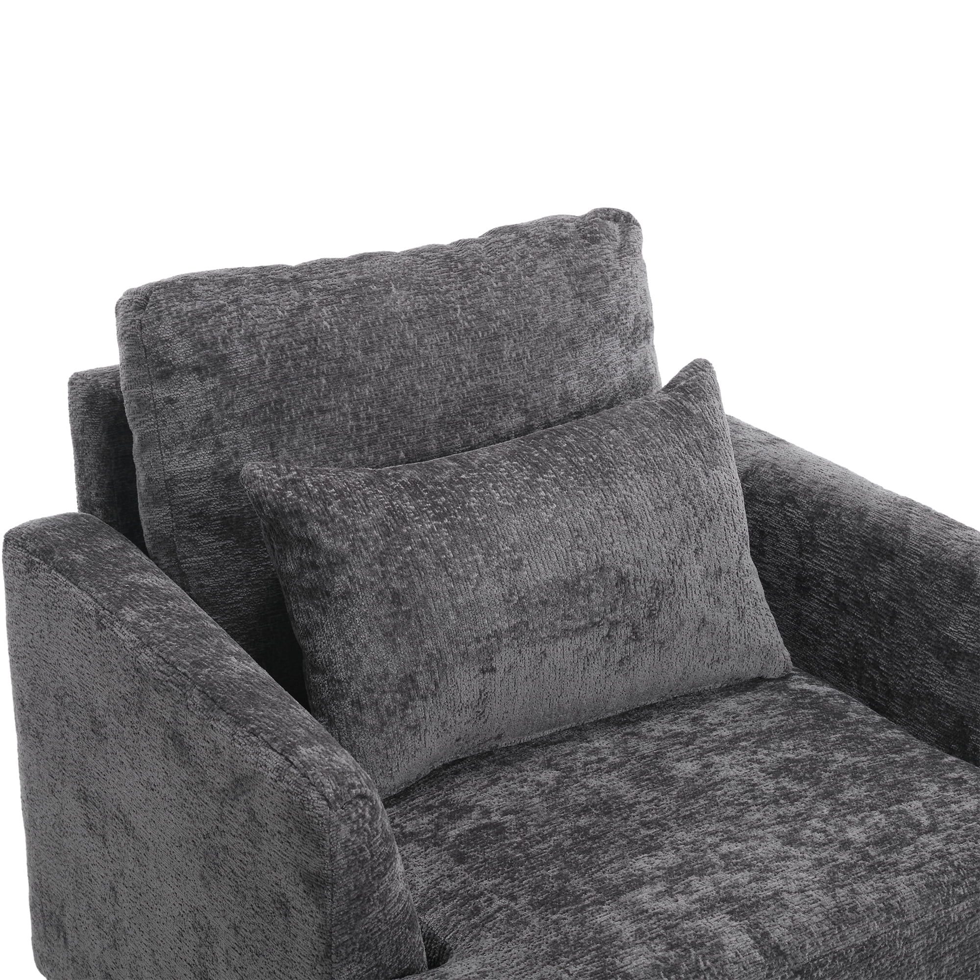 MAYEERTY Wood Frame Armchair, Modern Accent Chair Lounge Chair Tufted Club Chair, Mid Century Modern Arm Chairs with Studded, Solid Wood Frame, for Bedroom, Reading (Gray Chenille)