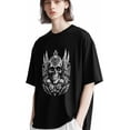 thumbnail image 3 of Camisetas de manga corta con estampado floral de calavera abstracta para hombre, camisetas de cuello redondo, 3 of 8