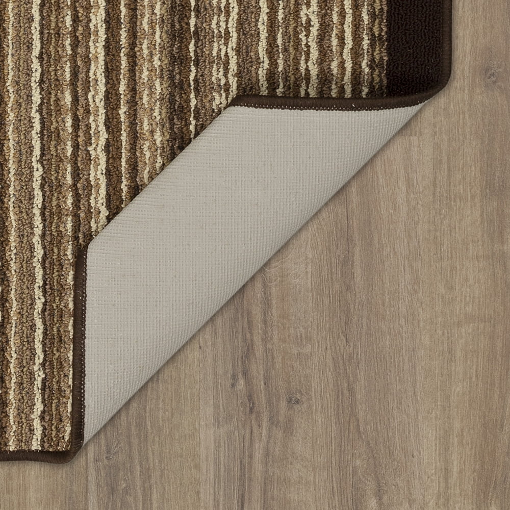 (2 pack) Mainstays Woven Apollo Striped Indoor Polypropylene Tan and Chocolate Runner Rug, 1'7.5" x 6'