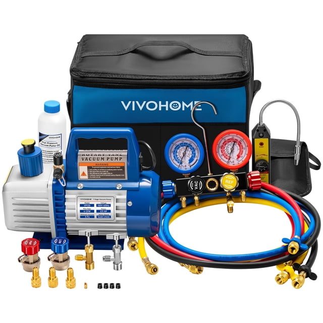 Bomba de vacío HVAC VIVOHOME 4CFM 1/3 HP de 1 etapa con juego de manómetros