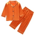 thumbnail image 2 of Swuxness Toddler Long Sleeve Pajama Two Piece Sets, Kids Fall Casual Long Pants Sets, Kids Print Casual Comfortable Loungewear Outfit for Boys and Girls Orange, 3-4 Years, 2 of 4