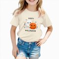thumbnail image 4 of CAUYDY Toddler Pajama Girls Halloween Short Sleeve Top Sleepwear Cute Pumpkin Ghost Print Kids Loungewear Sizes 1-2 Years, 4 of 6