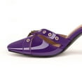 thumbnail image 5 of YOWMNS Women's Closed Pointed Toe Pumps Buckle Strap Slip On Stiletto High Heels Patent Leather Casual Comfortable Mules Shoes (Purple,10), 5 of 5