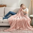 thumbnail image 5 of -Classic Heavyweight Soft Printed VelvetLoft® Plush Throw Blanket, Cozy and Fuzzy, Watercolor Plaid Blush, 50in x 70in, 5 of 9
