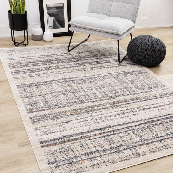 Rug Branch Contemporary Border, Distressed Beige Indoor Area Rug - 8' x 11'