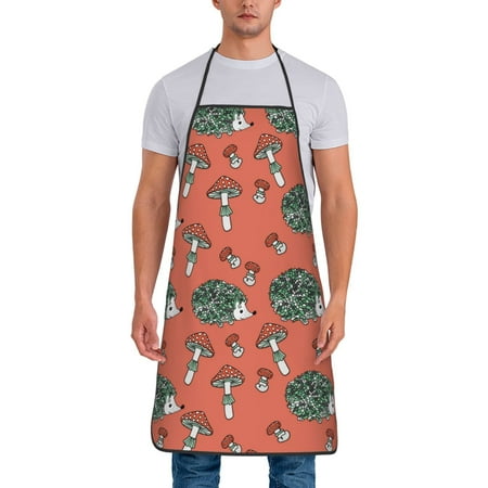 

Junzan Hedgehog Mushroom Print Kitchen Cooking Aprons Chef Apron for Men and Women Professional for Cooking Bib Aprons for Kitchen/Crafting/BBQ/Drawing