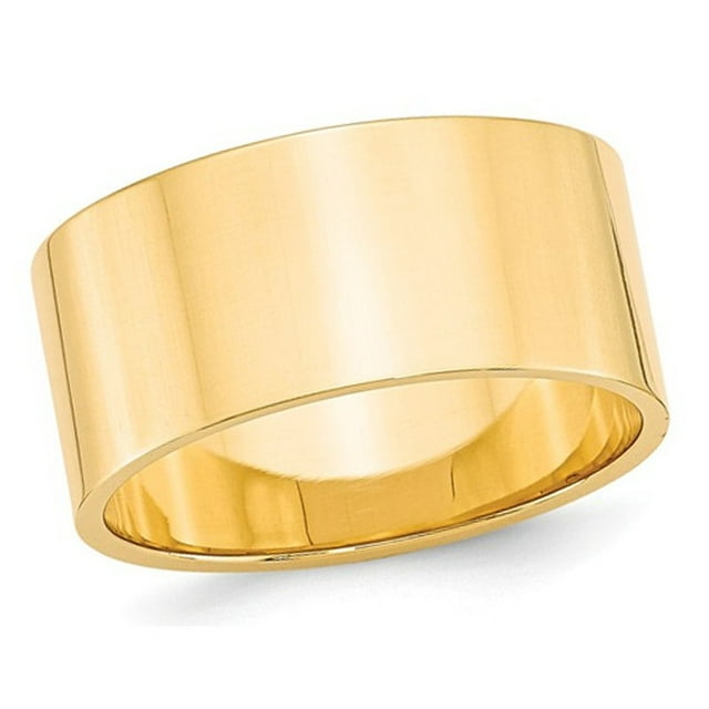Bague Alliance Plate pour Homme en Or Jaune 14K 10 mm