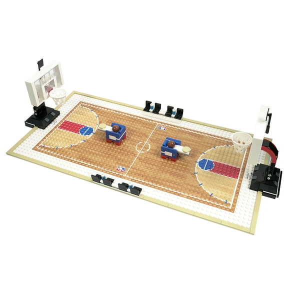 MOOXI Basketball Court Player Building Block Set,Includes Basketball baseplate, 2 Basketball Hoops, 2 Ball launchers, 2 basketballs,8 Audience Seats,Gift for Boys and Girls