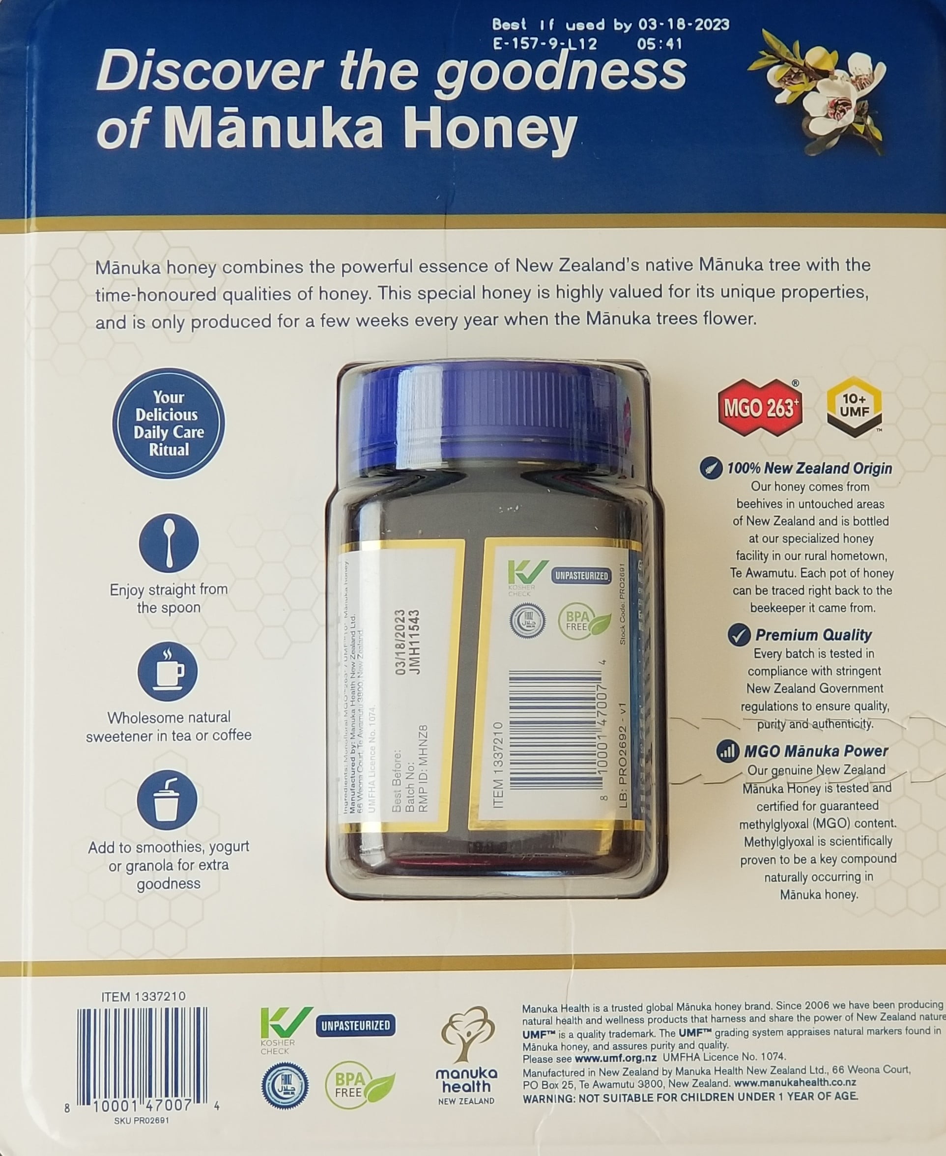 Manuka Health Raw and Unpasteurized Manuka Honey, 17.6 Ounce