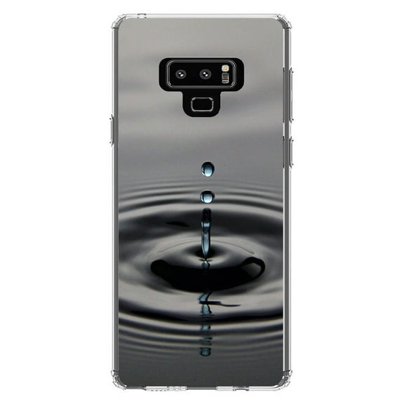 DistinctInk Clear Shockproof Hybrid Case for Samsung Galaxy Note 9 - TPU Bumper, Acrylic Back, Tempered Glass Screen Protector - Single Water Droplet