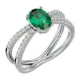 thumbnail image 2 of SuperJeweler 1 1/2 Carat Oval Shape Created Emerald and Halo Diamond Ring In Sterling Silver For Women, 2 of 6