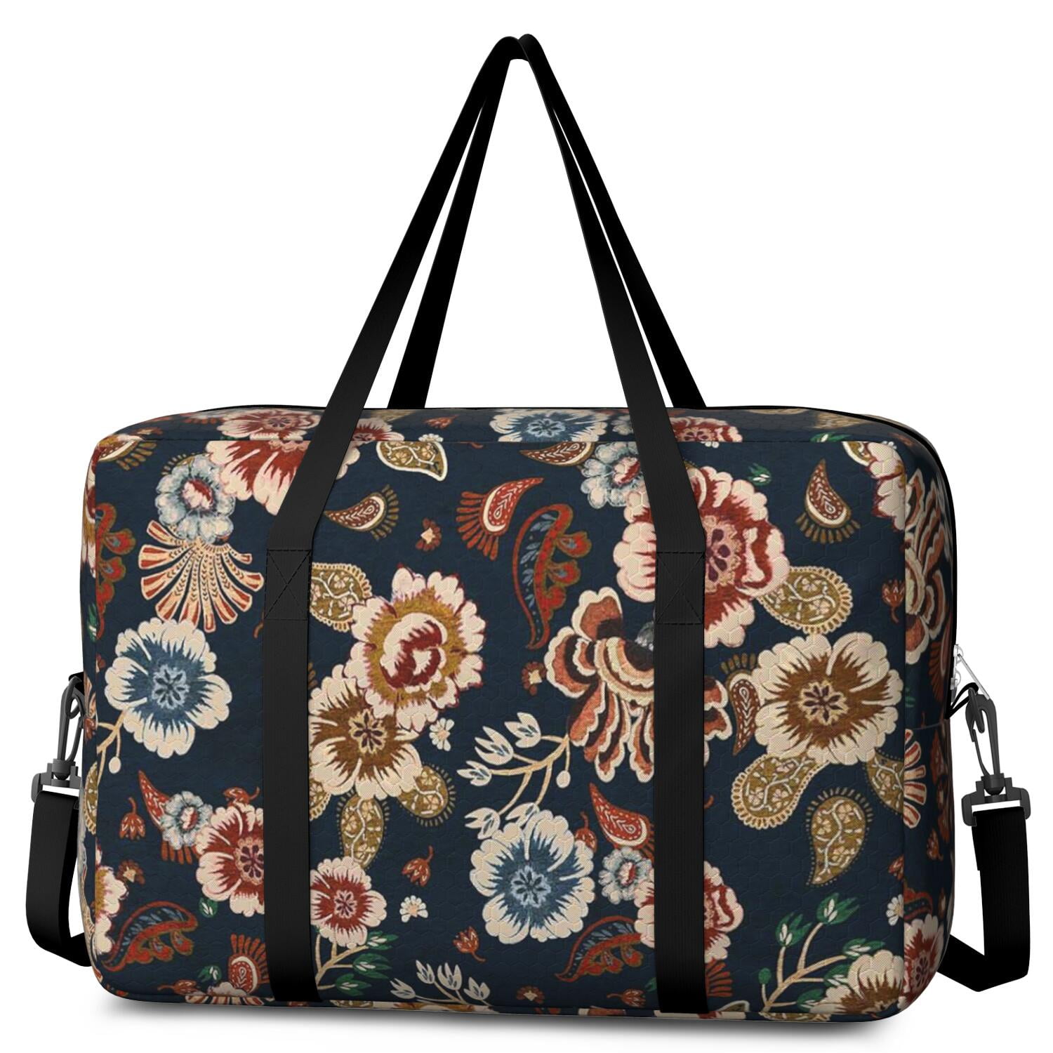 For Spirit Airlines Personal Item Bag 18x14x8 Inch, Floral Weekender Travel Bag, Foldable Travel Duffel Bag Underseat Carry on Bag with Luggage Sleeve for Women and Men 30L