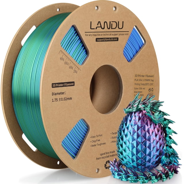 Filamento para impresora 3D LANDU Silk Tricolor PLA 1,75 mm 1 kg